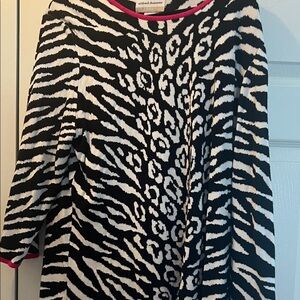 Alfred Dunner Black and White Zebra Print Sweater